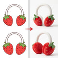 Kawaii Strawberry Thermal Ear Warmer Plush Dotted Berry Embroidery