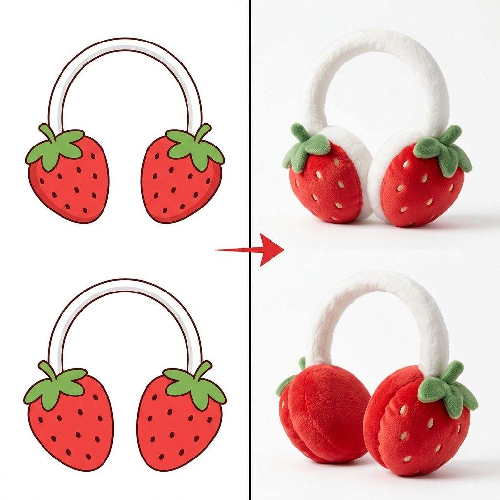 Kawaii Strawberry Thermal Ear Warmer Plush Dotted Berry Embroidery