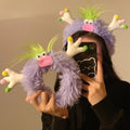 Cute Monster Purple Fur Hair Hoop Female Hair Accessories